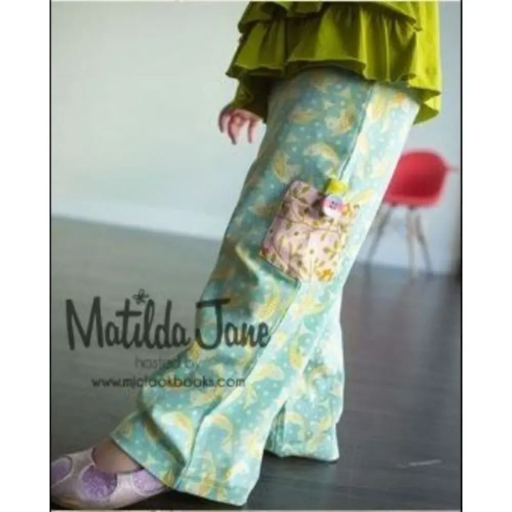 NEW Matilda Jane girl knit pants 2 2T Coy Straightees fish Good Hart aqua yellow